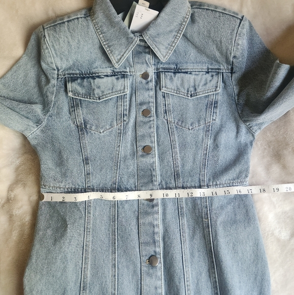 H&M denim maxi dress front buttons denim blue washed sz M BNWT - Picture 8 of 13